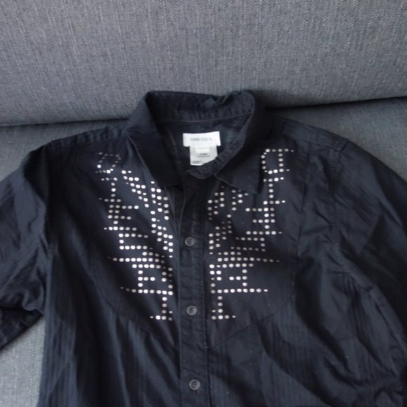 Diesel Black Button Down Long Sleeve 00JCET_KYAAG 100% Cotton Shirt Size XXL - Picture 4 of 12